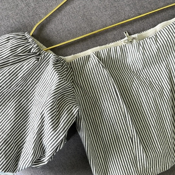 DO+BE Striped Balloon Sleeve Crop Top S - Picture 6 of 6